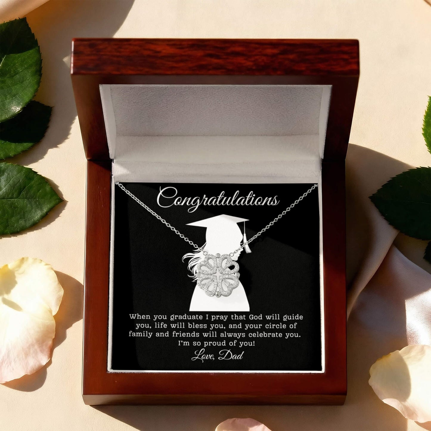 Congratulations (Daughter) Love Dad | Magnetic Hearts Necklace