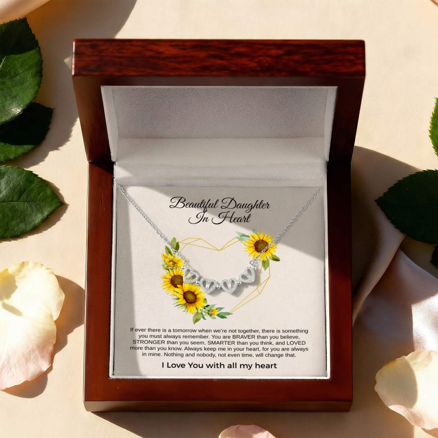 Beautiful Daughter In Heart | Magnetic Hearts Necklace