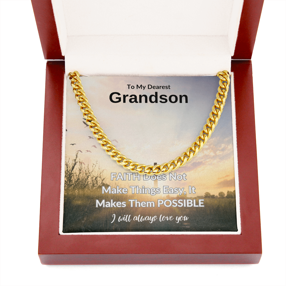 To My Dearest Grandson | Cuban Link Chain