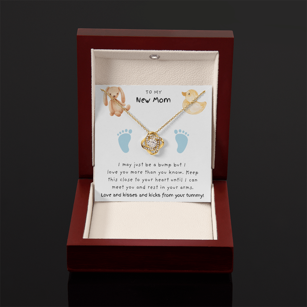 New Mom Blue Feet | Love Knot Necklace