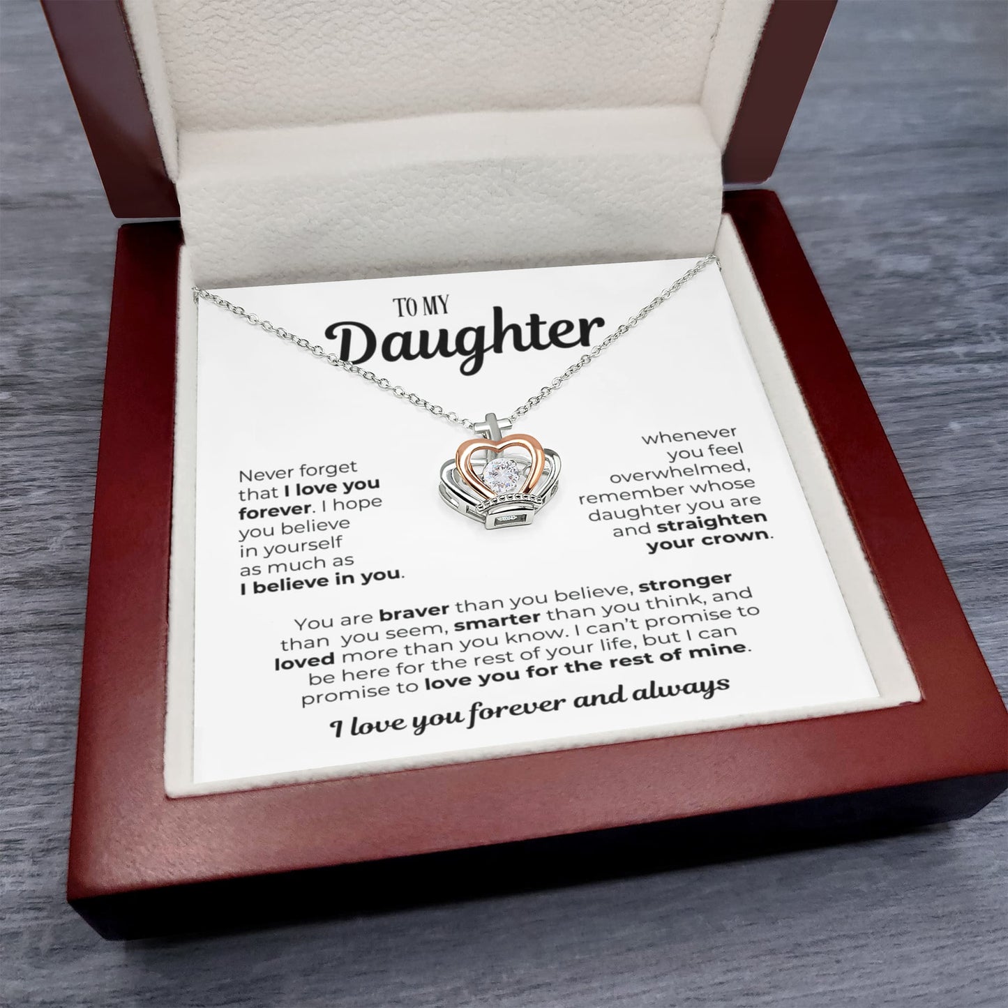 To My Daughter | Crown Pendant Necklace