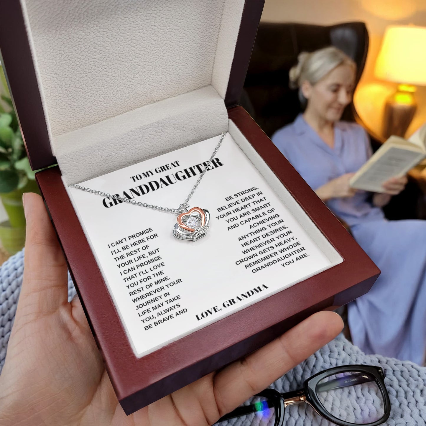 To My Great Granddaughter from Grandma | Crown Pendant Necklace