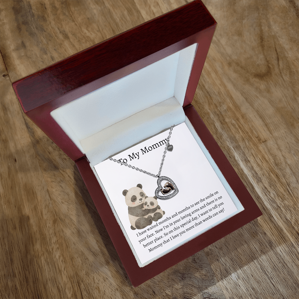 To My Mommy Pandas | Baby Feet Heart Necklace
