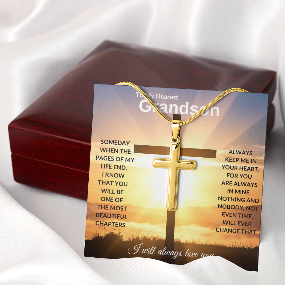 To My Dearest Grandson | Artisan Cross Necklace