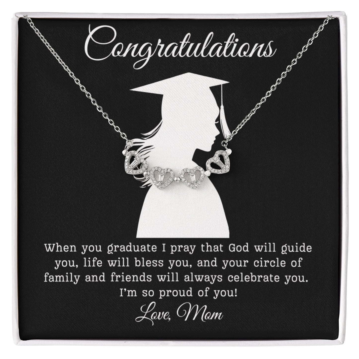 Congratulations (Daughter) Love Mom | Magnetic Hearts Necklace
