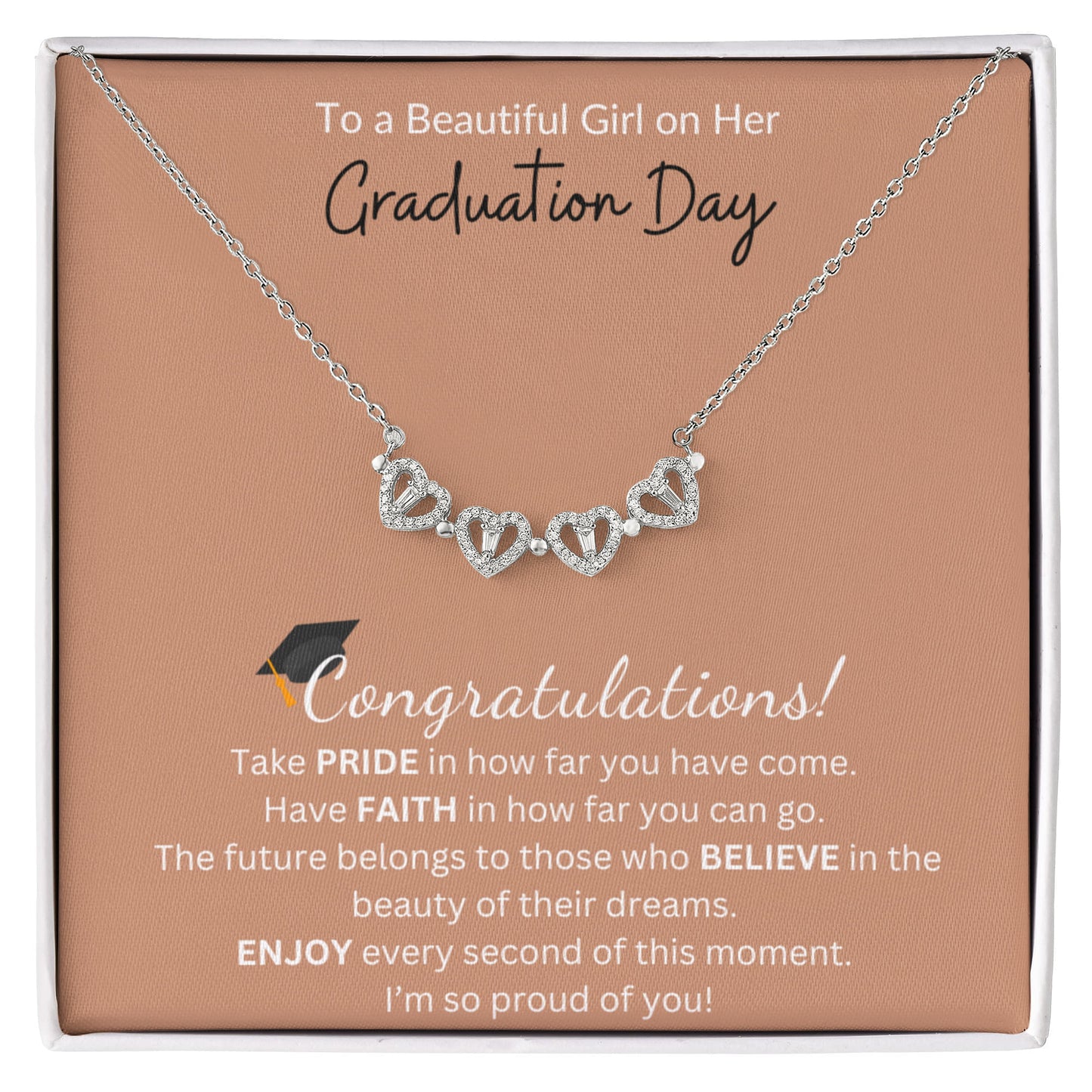 To a Beautiful Girl on Her Graduation Day | Magnetic Hearts Necklace