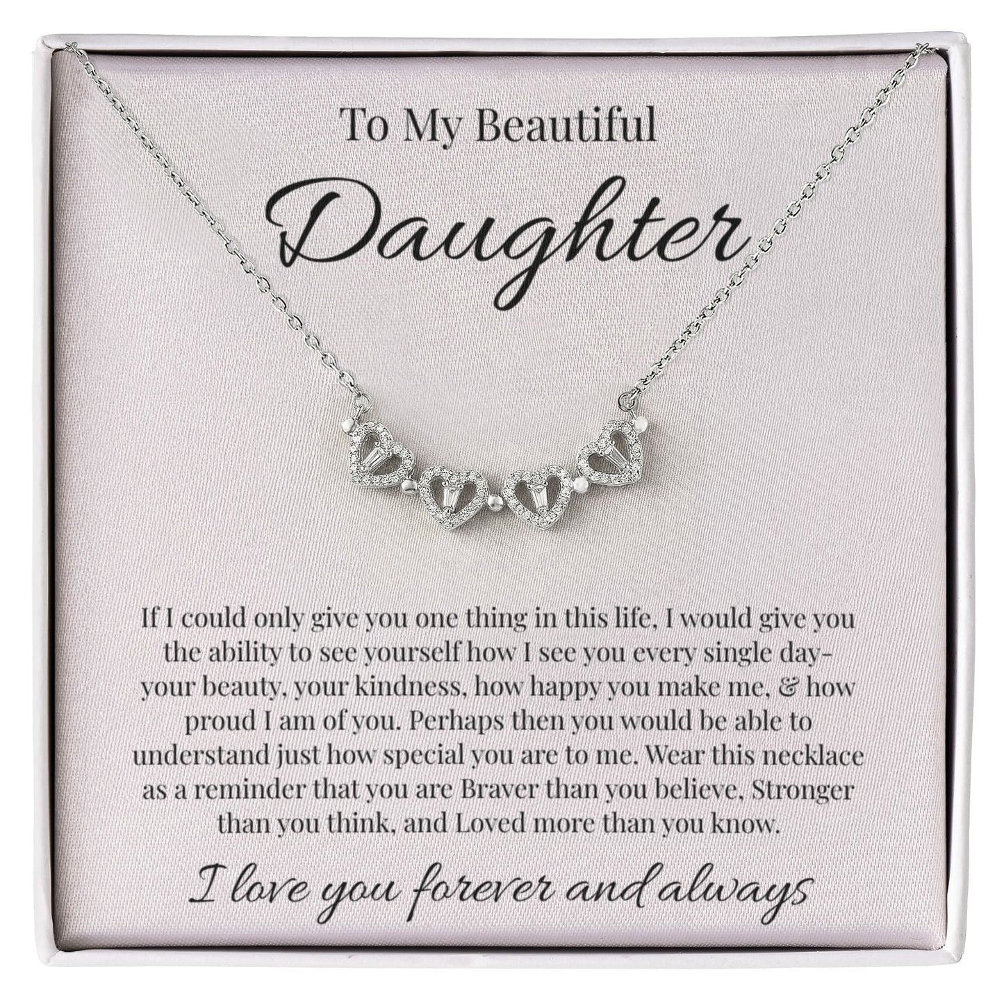 To My Beautiful Daughter | Magnetic Hearts Necklace