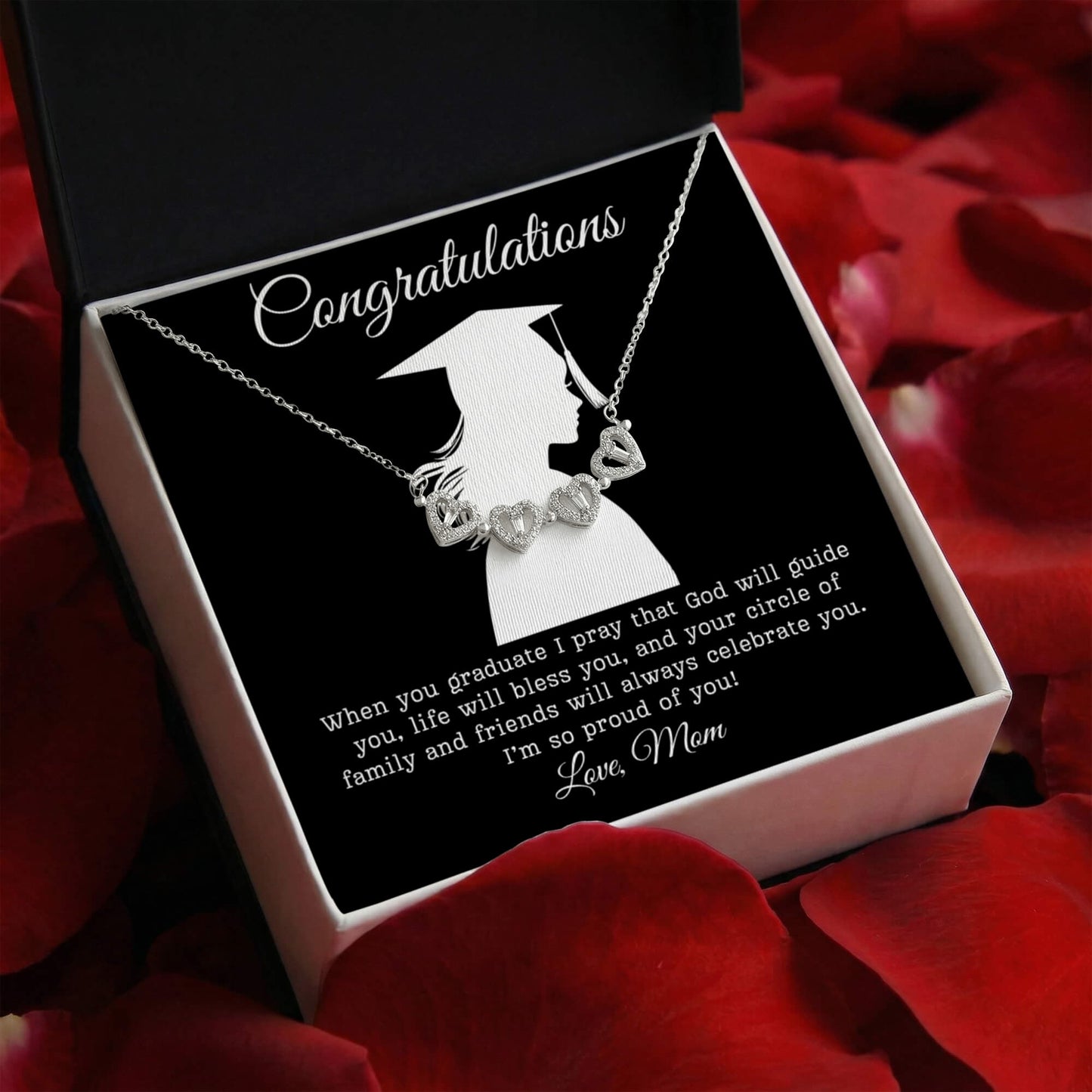 Congratulations (Daughter) Love Mom | Magnetic Hearts Necklace