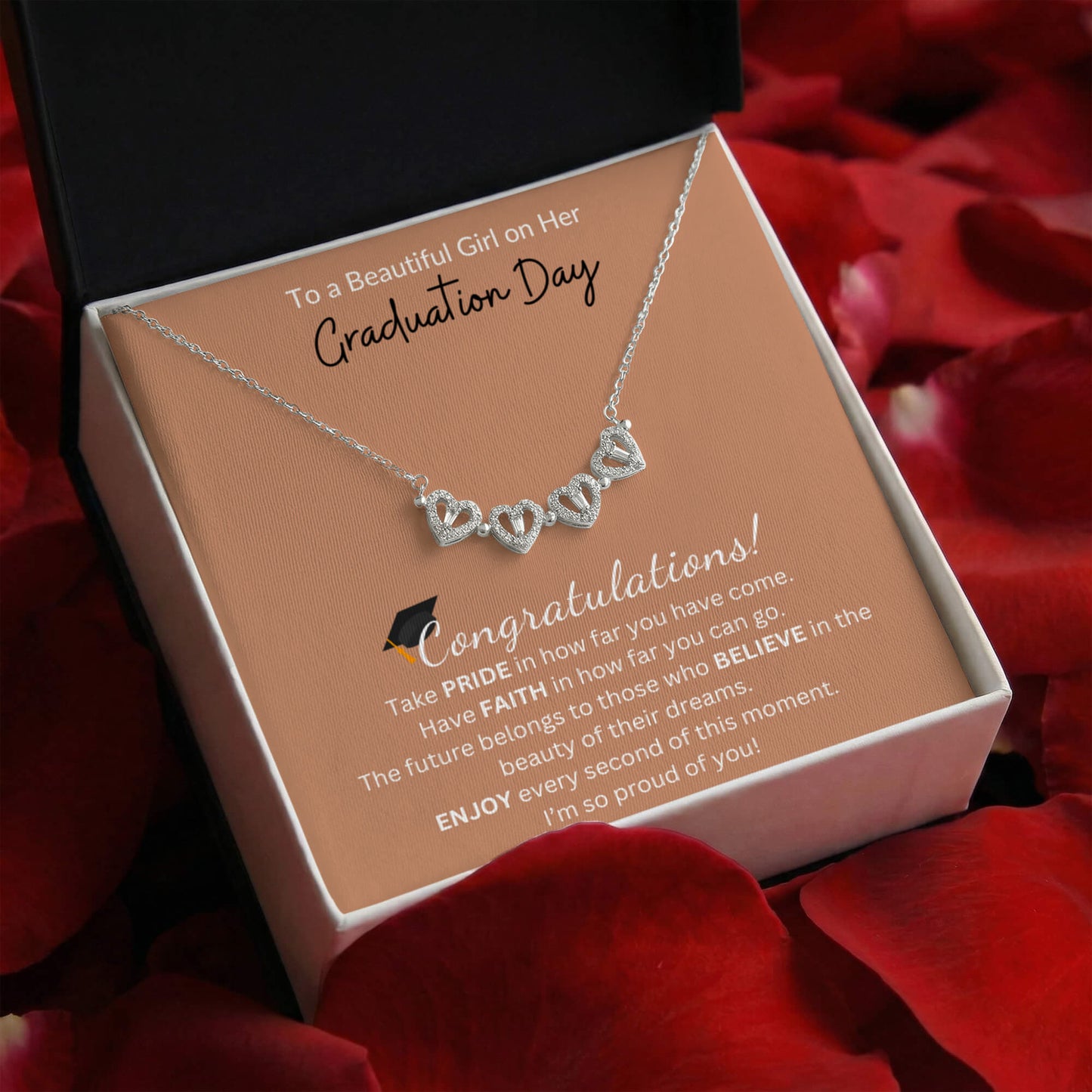 To a Beautiful Girl on Her Graduation Day | Magnetic Hearts Necklace