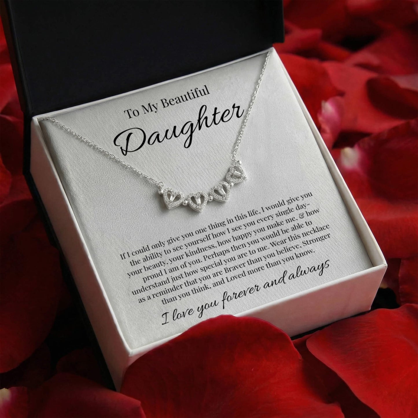 To My Beautiful Daughter | Magnetic Hearts Necklace