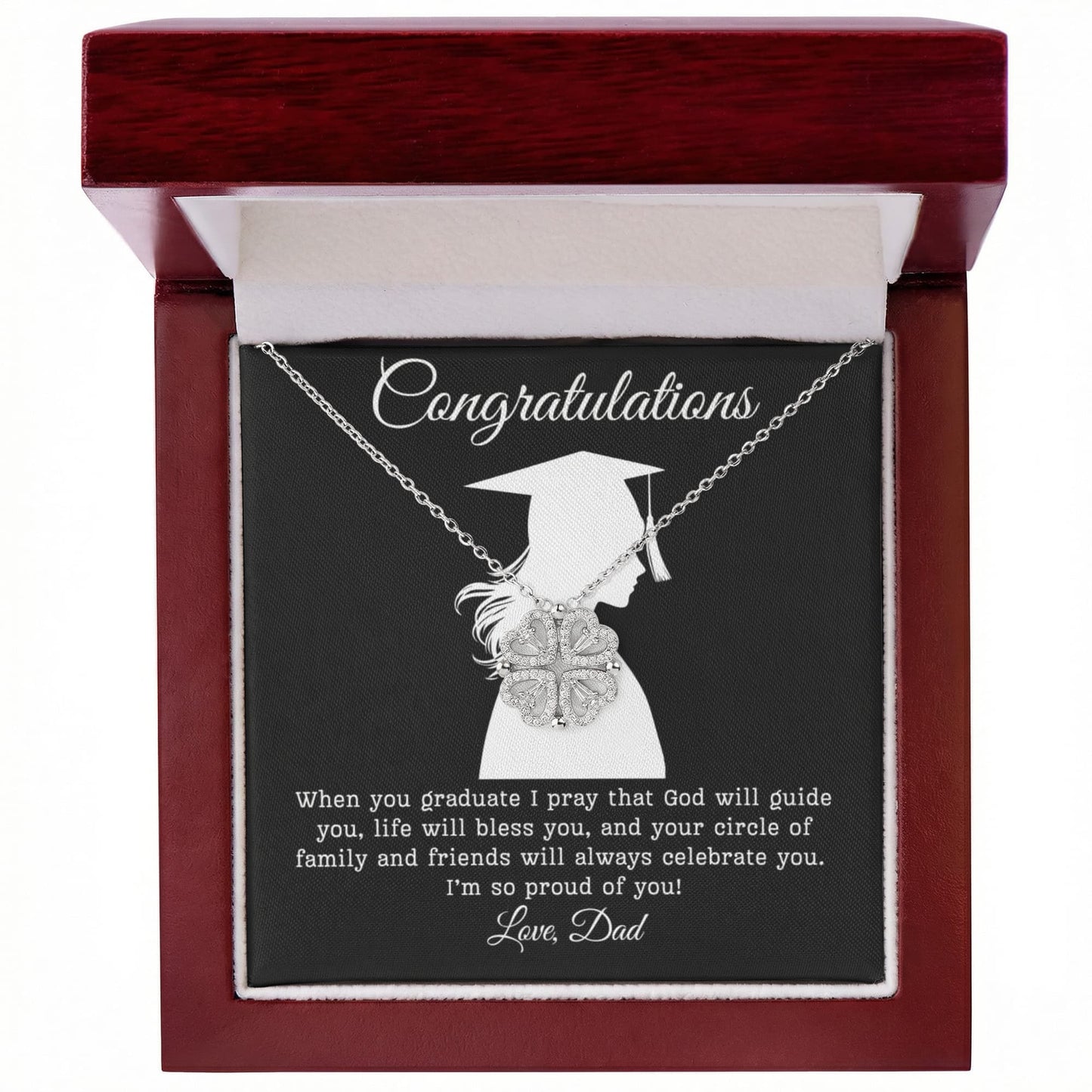 Congratulations (Daughter) Love Dad | Magnetic Hearts Necklace