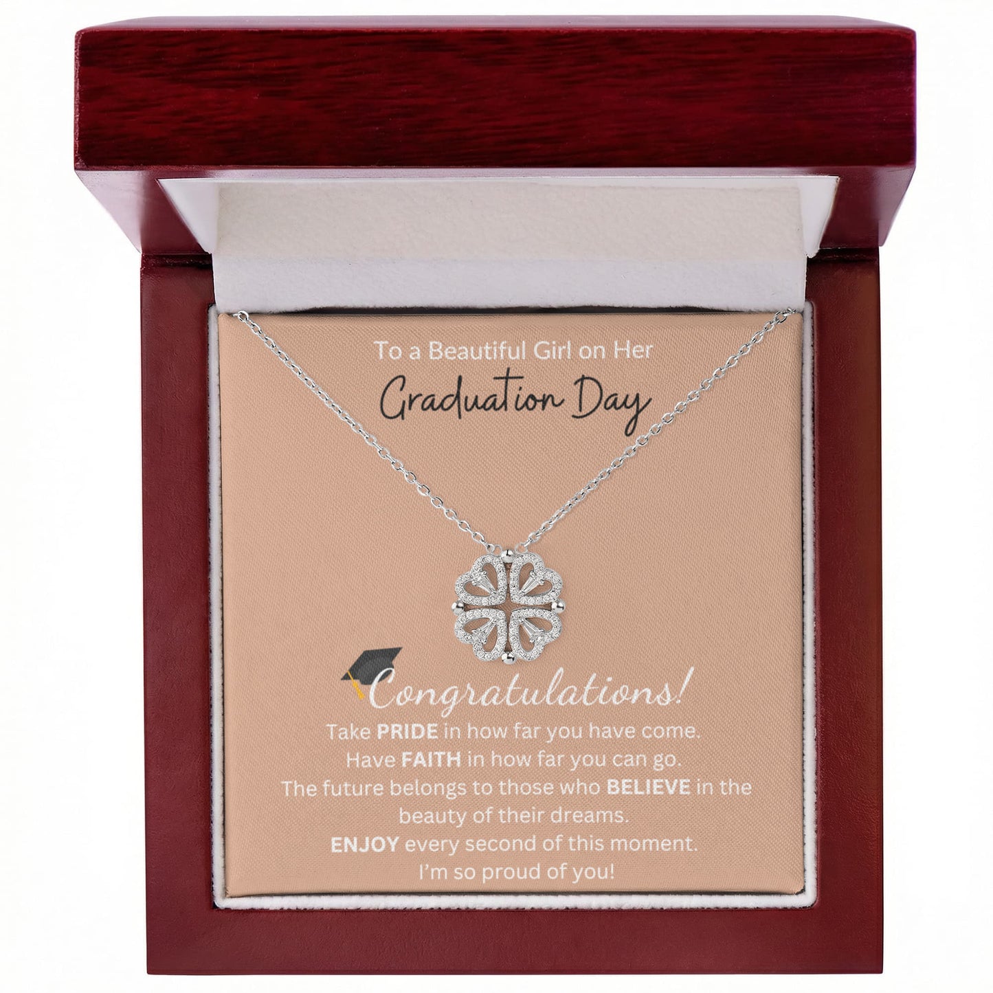 To a Beautiful Girl on Her Graduation Day | Magnetic Hearts Necklace