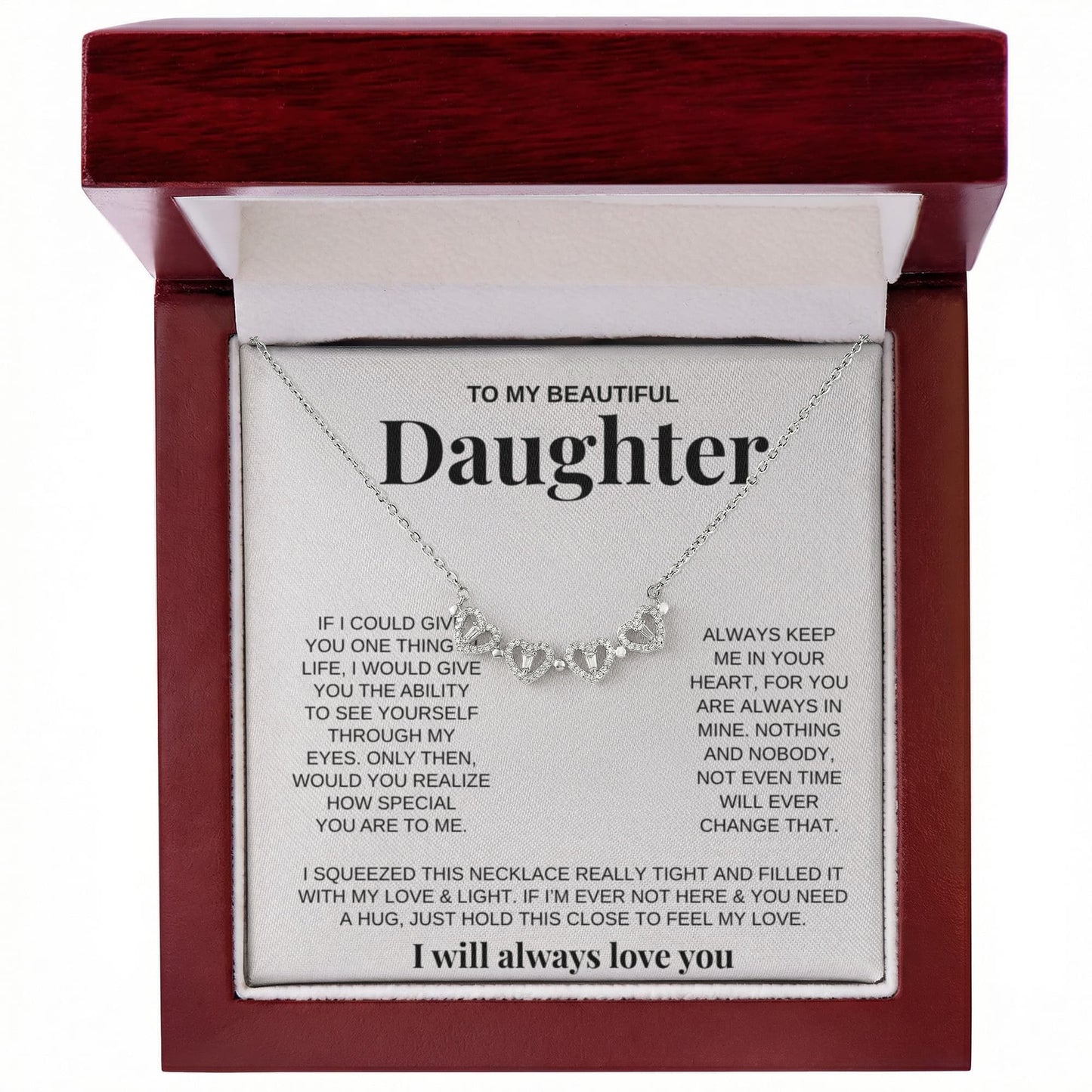 To My Beautiful Daughter | Magnetic Hearts Necklace