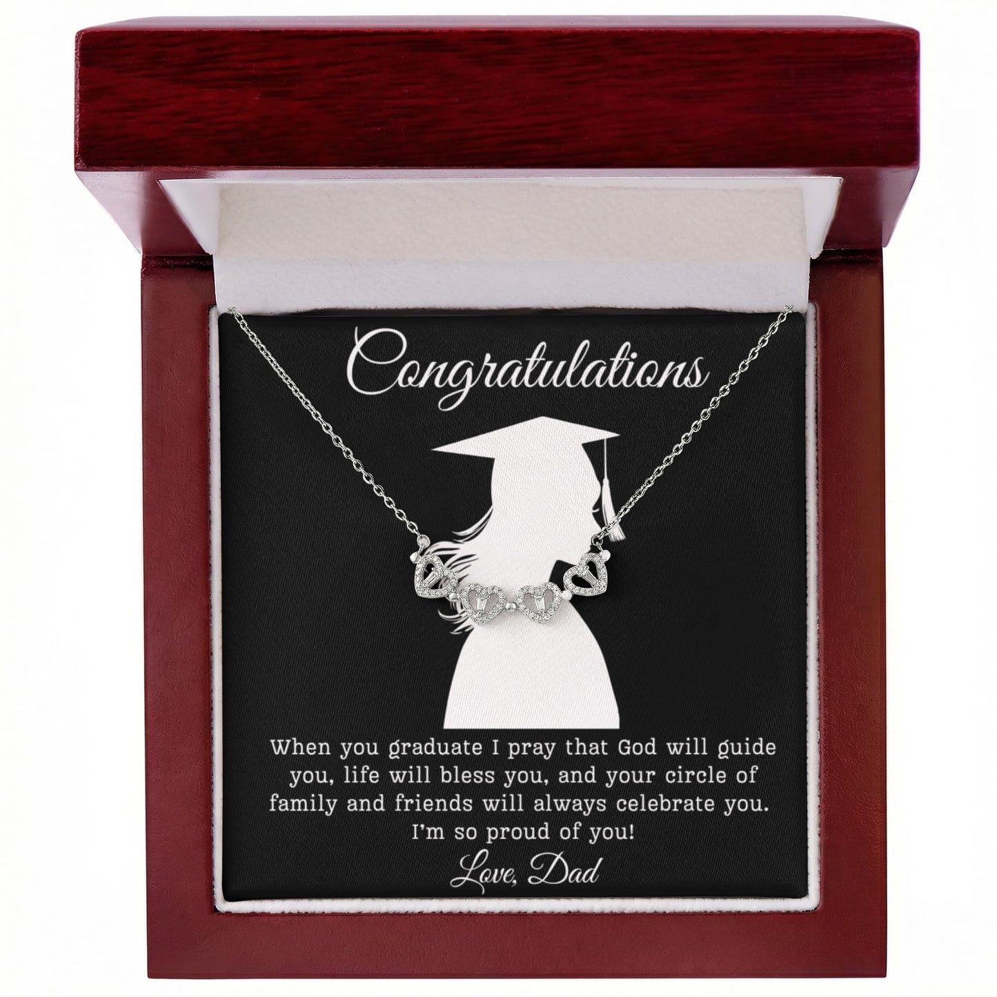 Congratulations (Daughter) Love Dad | Magnetic Hearts Necklace