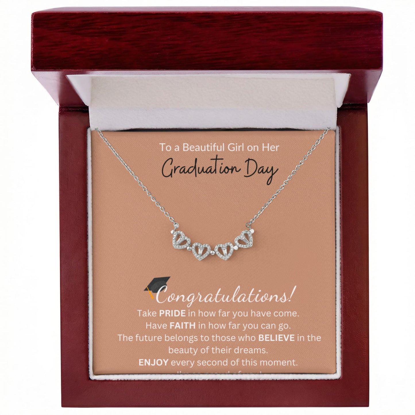 To a Beautiful Girl on Her Graduation Day | Magnetic Hearts Necklace