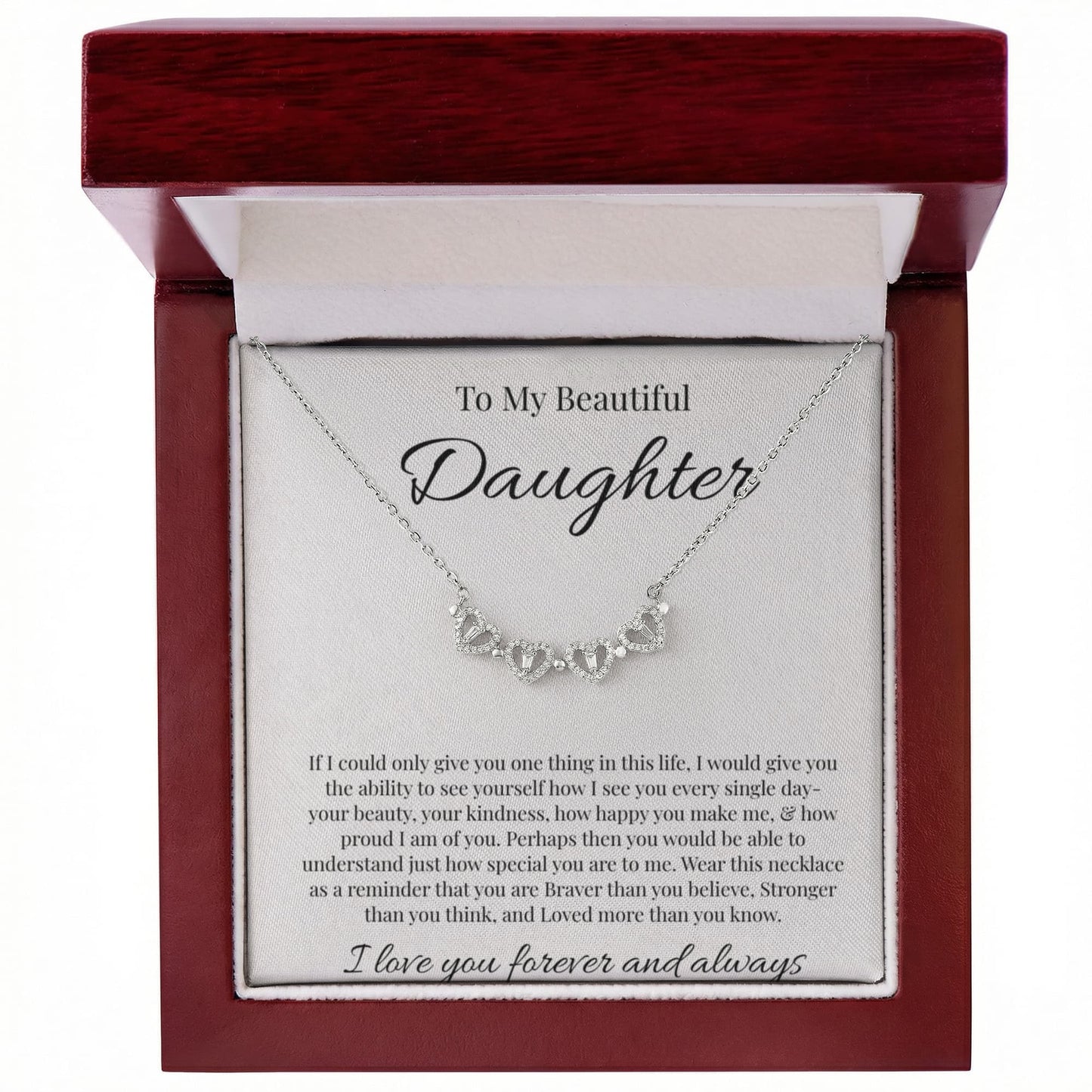 To My Beautiful Daughter | Magnetic Hearts Necklace