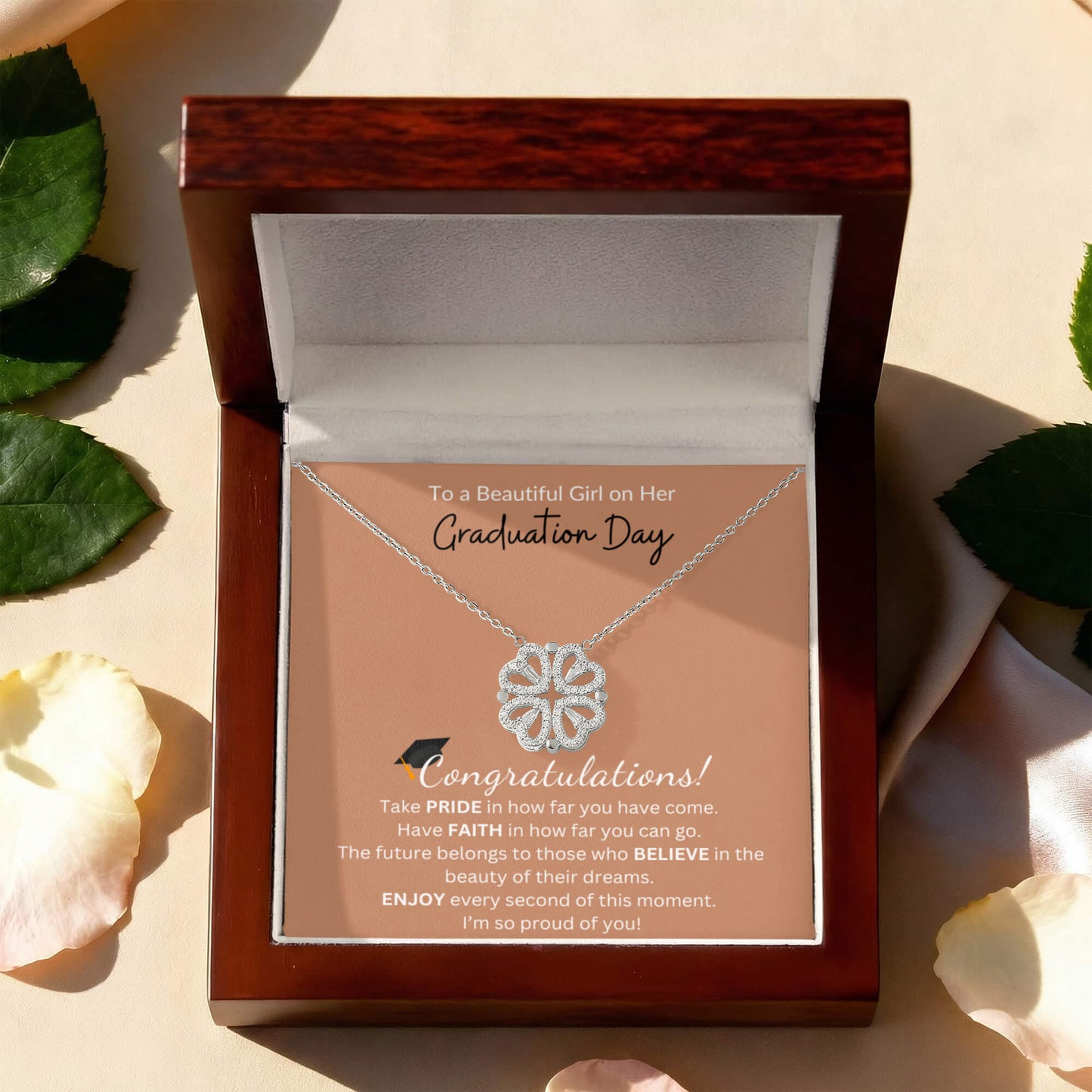 To a Beautiful Girl on Her Graduation Day | Magnetic Hearts Necklace