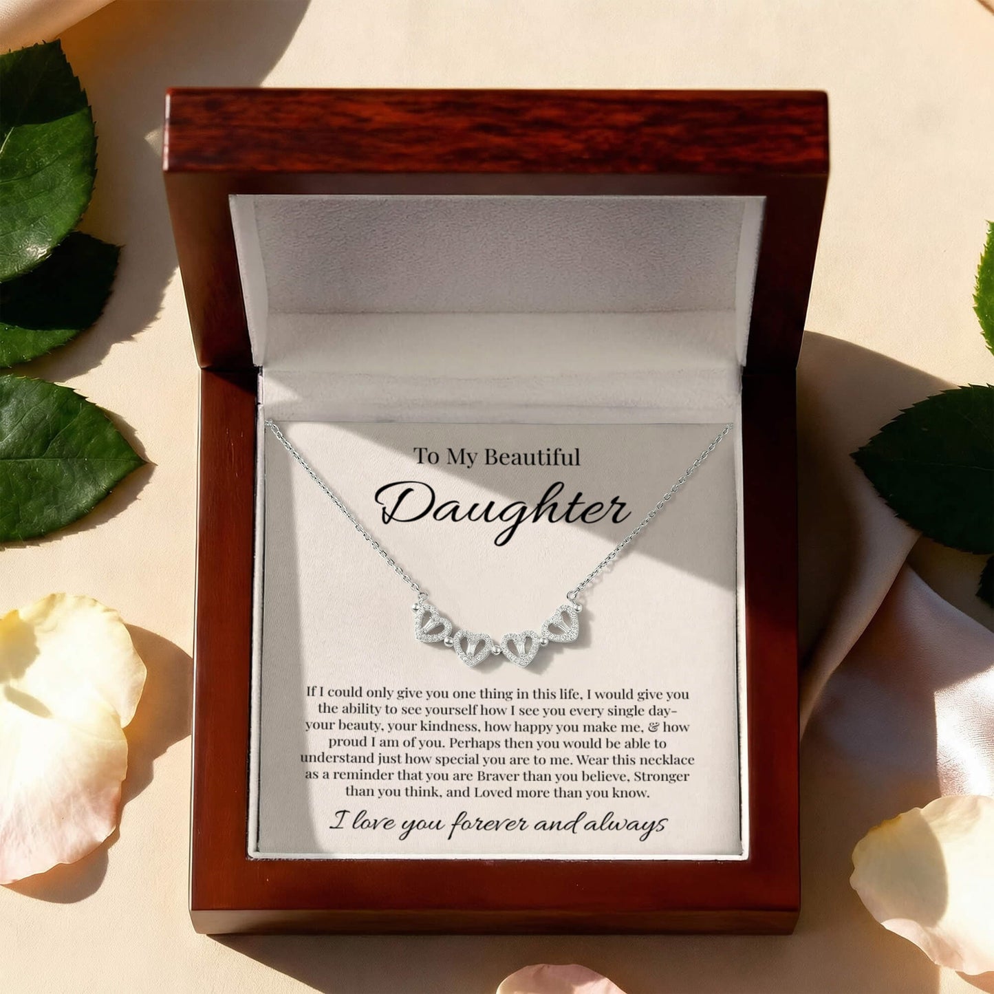 To My Beautiful Daughter | Magnetic Hearts Necklace