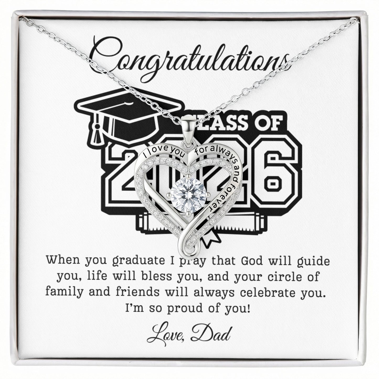 Daughter Class of 2026 Love Dad | Love You Always Necklace