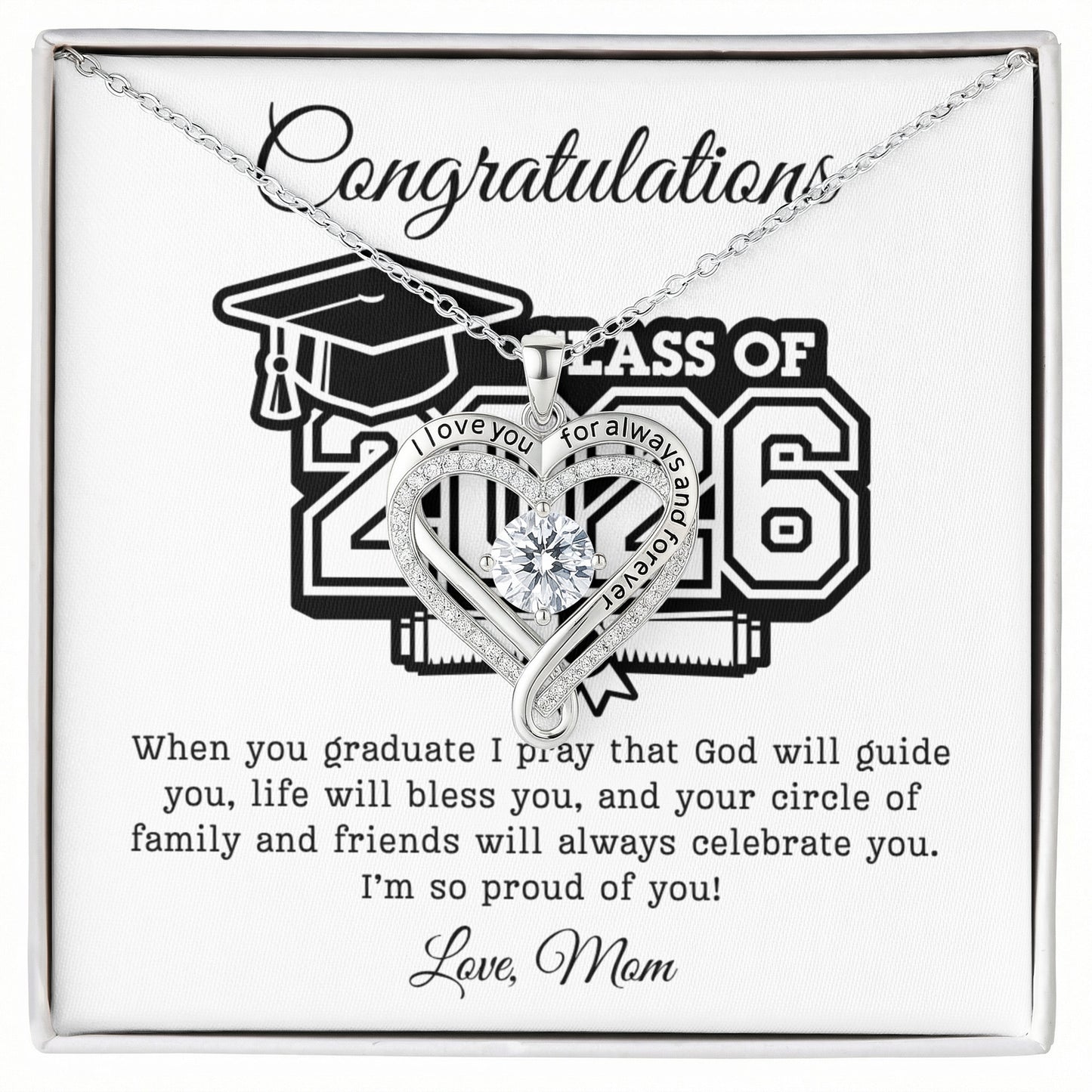 Daughter Class of 2026 Love Mom | Love You Always Necklace