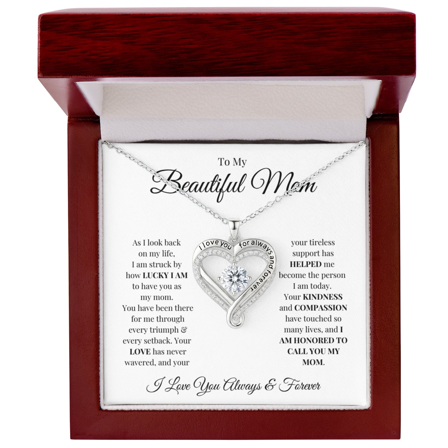 To My Beautiful Mom |  Love You Always Necklace