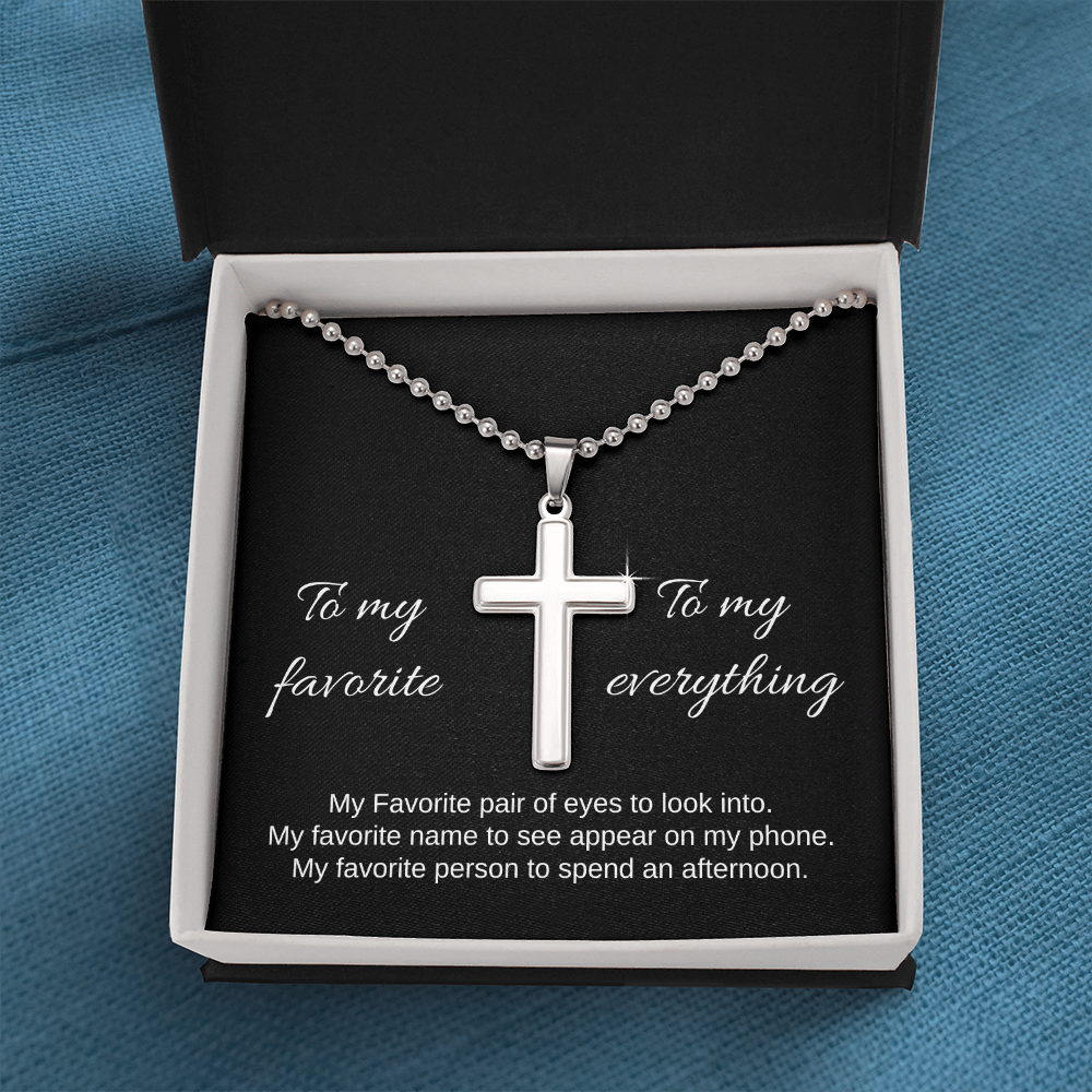 To My Favorite | Artisan-Crafted Cross Necklace with Ball Chain