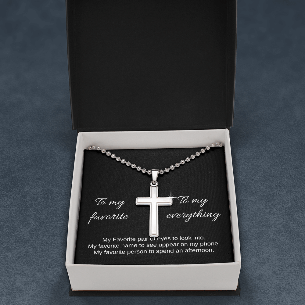 To My Favorite | Artisan-Crafted Cross Necklace with Ball Chain
