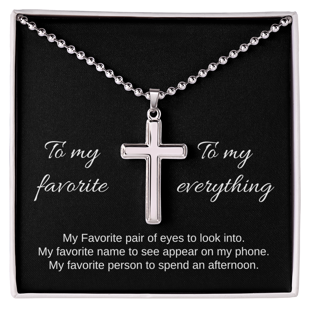 To My Favorite | Artisan-Crafted Cross Necklace with Ball Chain
