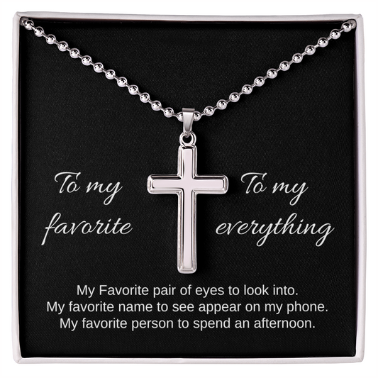 To My Favorite | Artisan-Crafted Cross Necklace with Ball Chain