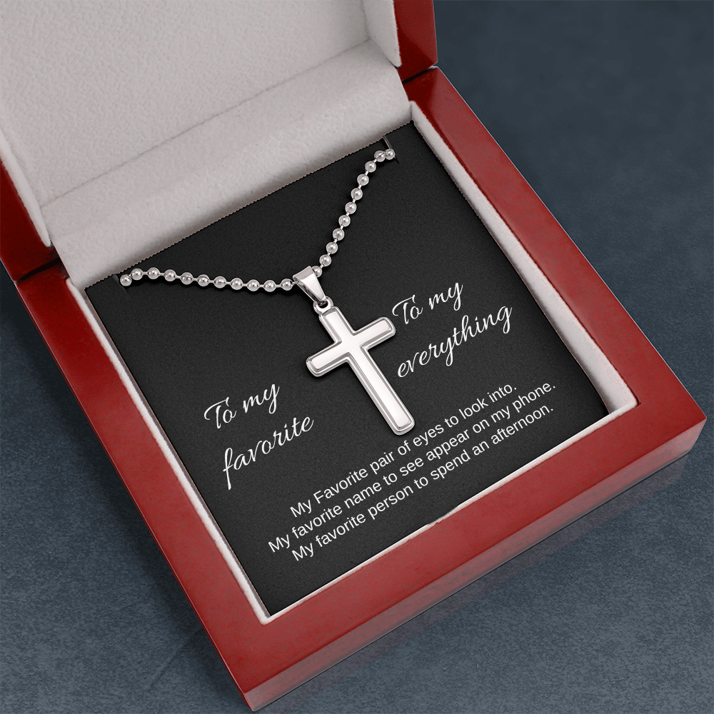 To My Favorite | Artisan-Crafted Cross Necklace with Ball Chain