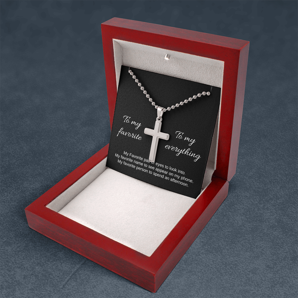 To My Favorite | Artisan-Crafted Cross Necklace with Ball Chain