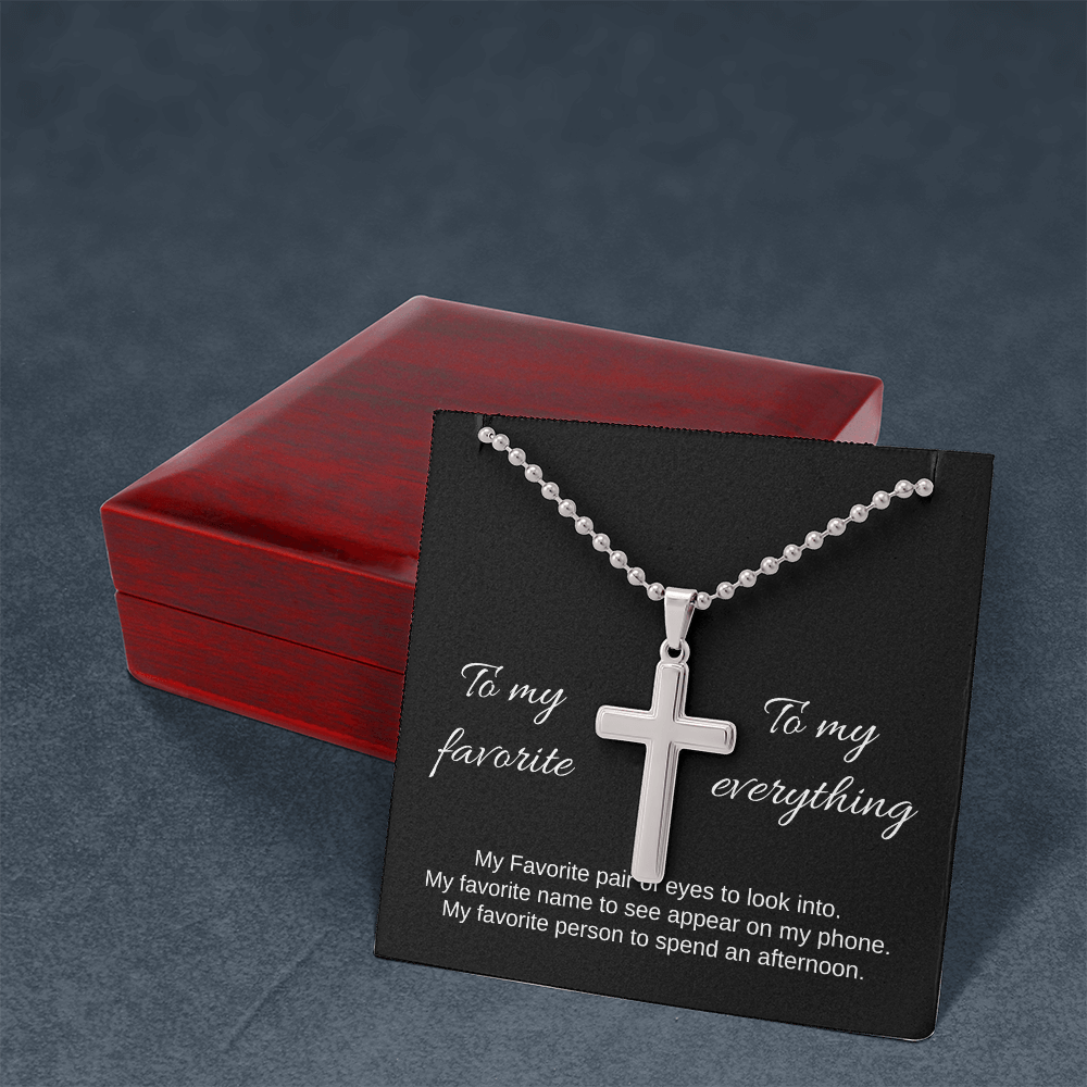 To My Favorite | Artisan-Crafted Cross Necklace with Ball Chain