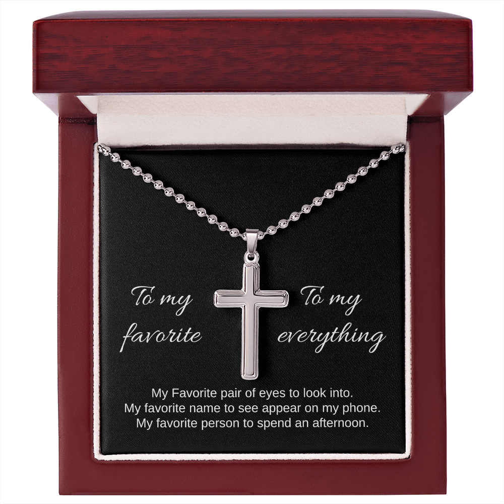 To My Favorite | Artisan-Crafted Cross Necklace with Ball Chain