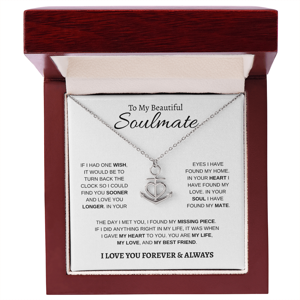 To My Beautiful Soulmate | Anchor Pendant Necklace