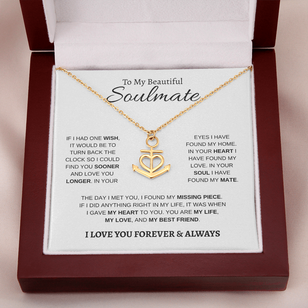 To My Beautiful Soulmate | Anchor Pendant Necklace