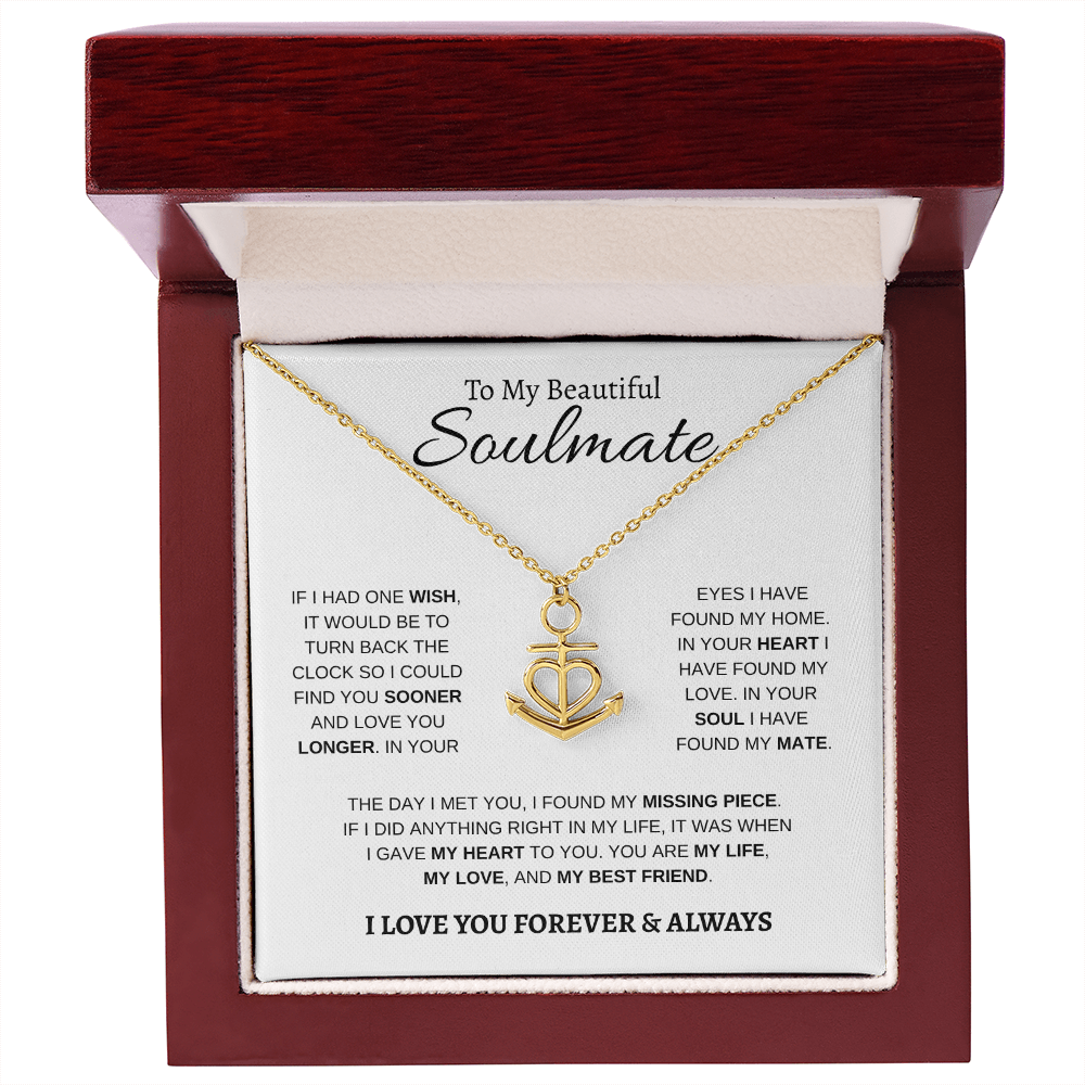 To My Beautiful Soulmate | Anchor Pendant Necklace