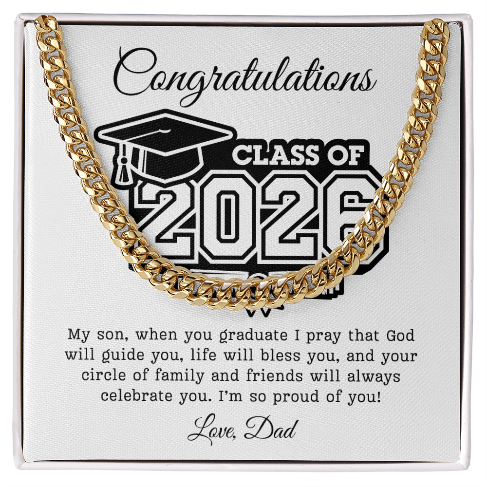 Son Class of 2026 Love Dad | Cuban Link Chain