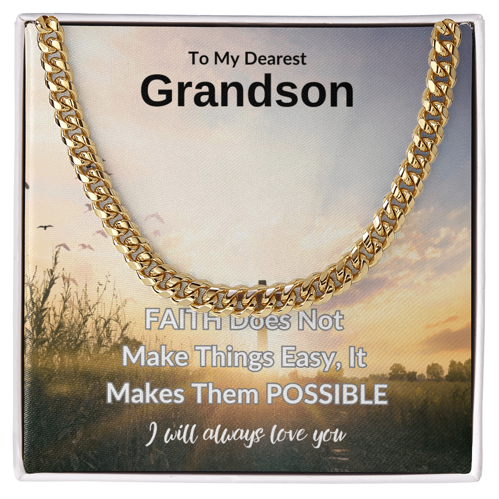 To My Dearest Grandson | Cuban Link Chain