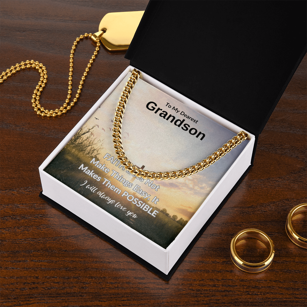 To My Dearest Grandson | Cuban Link Chain