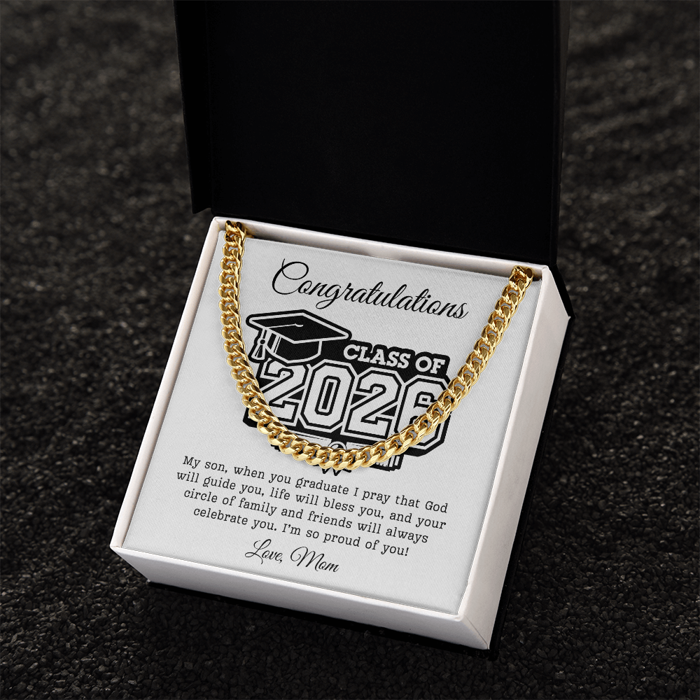 Son Class of 2026 Love Mom | Cuban Link Chain