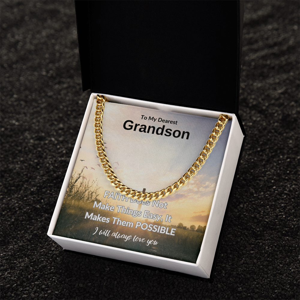 To My Dearest Grandson | Cuban Link Chain