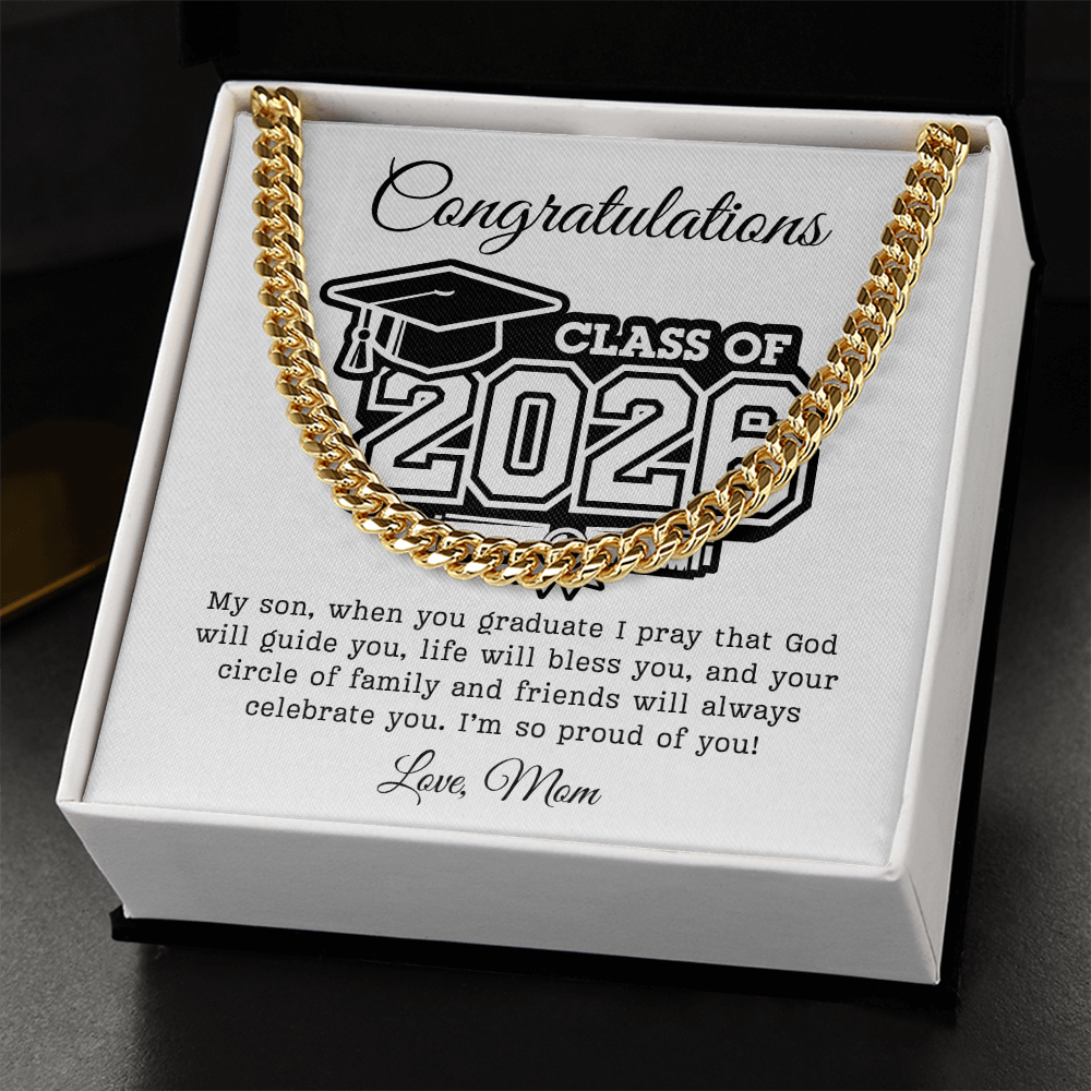 Son Class of 2026 Love Mom | Cuban Link Chain