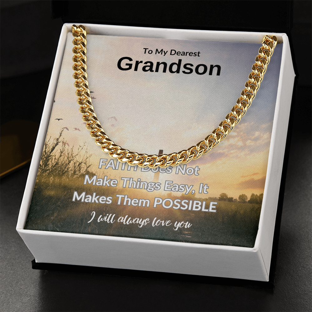 To My Dearest Grandson | Cuban Link Chain
