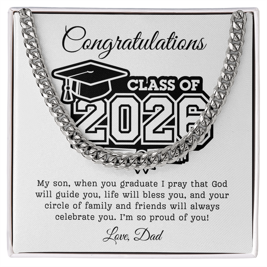 Son Class of 2026 Love Dad | Cuban Link Chain