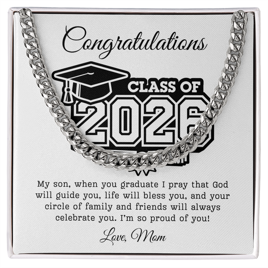 Son Class of 2026 Love Mom | Cuban Link Chain