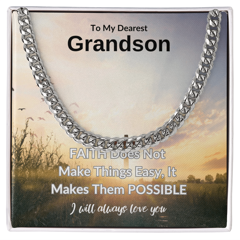 To My Dearest Grandson | Cuban Link Chain