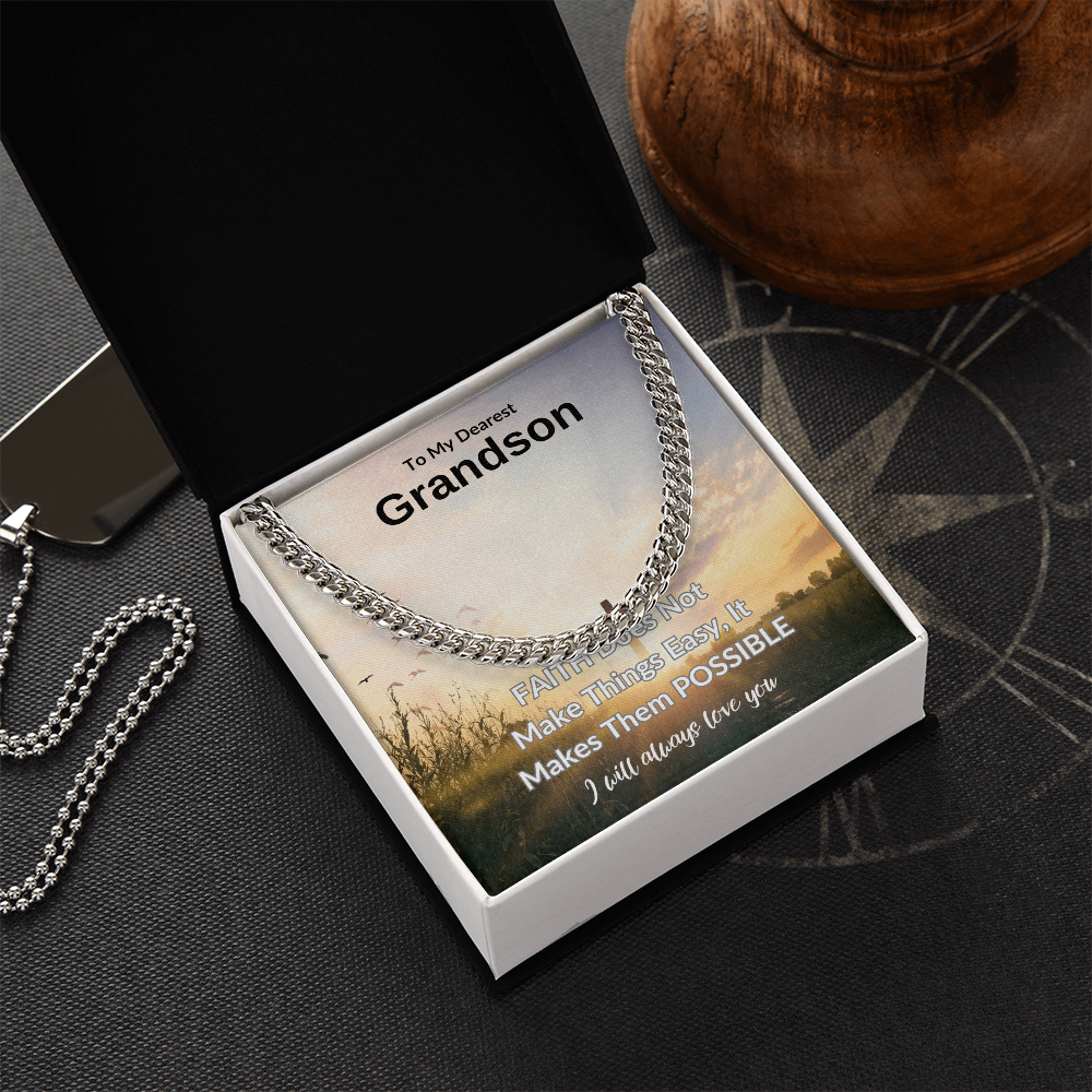 To My Dearest Grandson | Cuban Link Chain