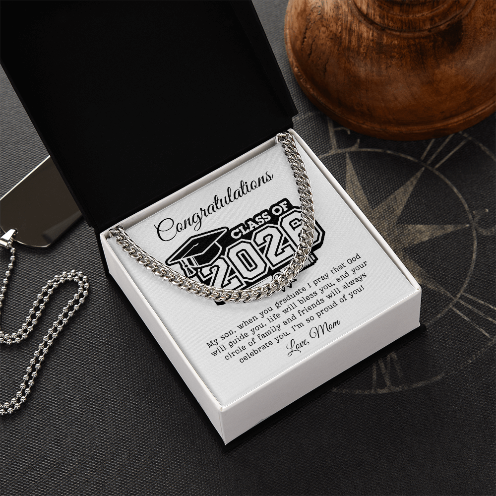 Son Class of 2026 Love Mom | Cuban Link Chain