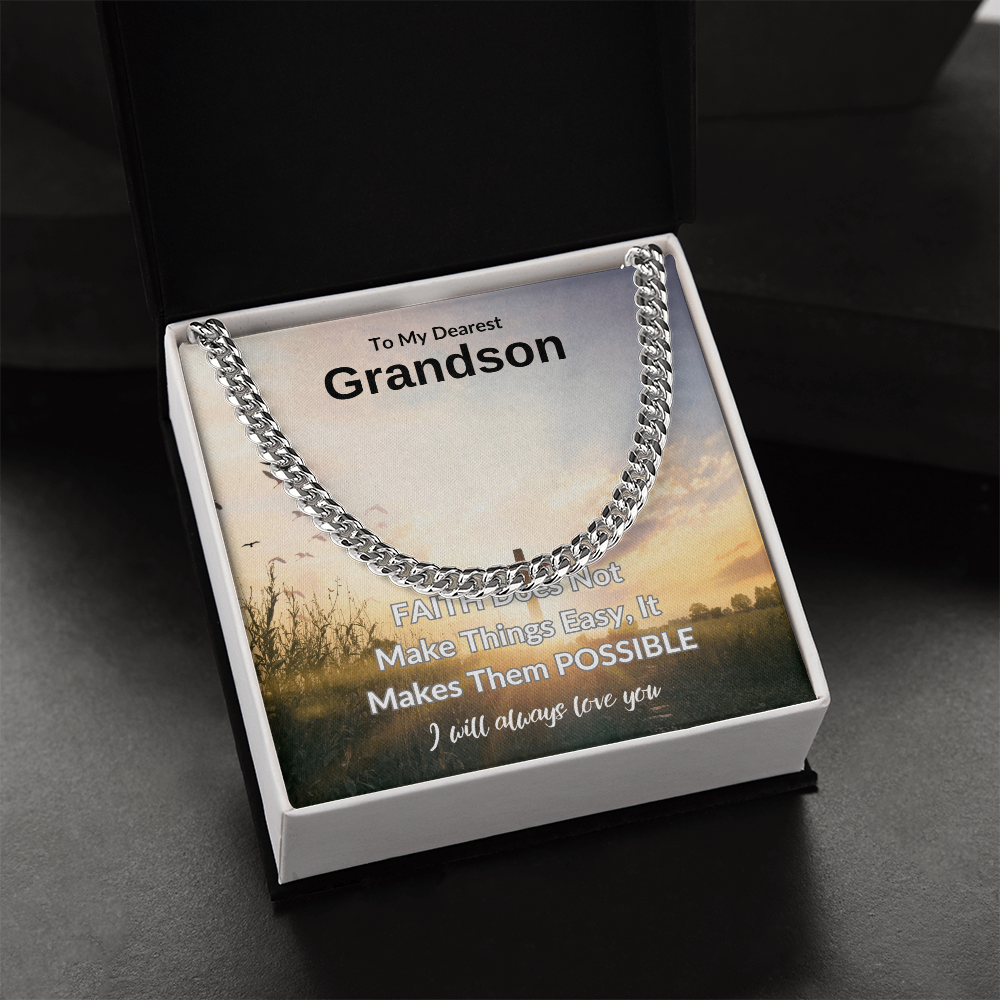 To My Dearest Grandson | Cuban Link Chain