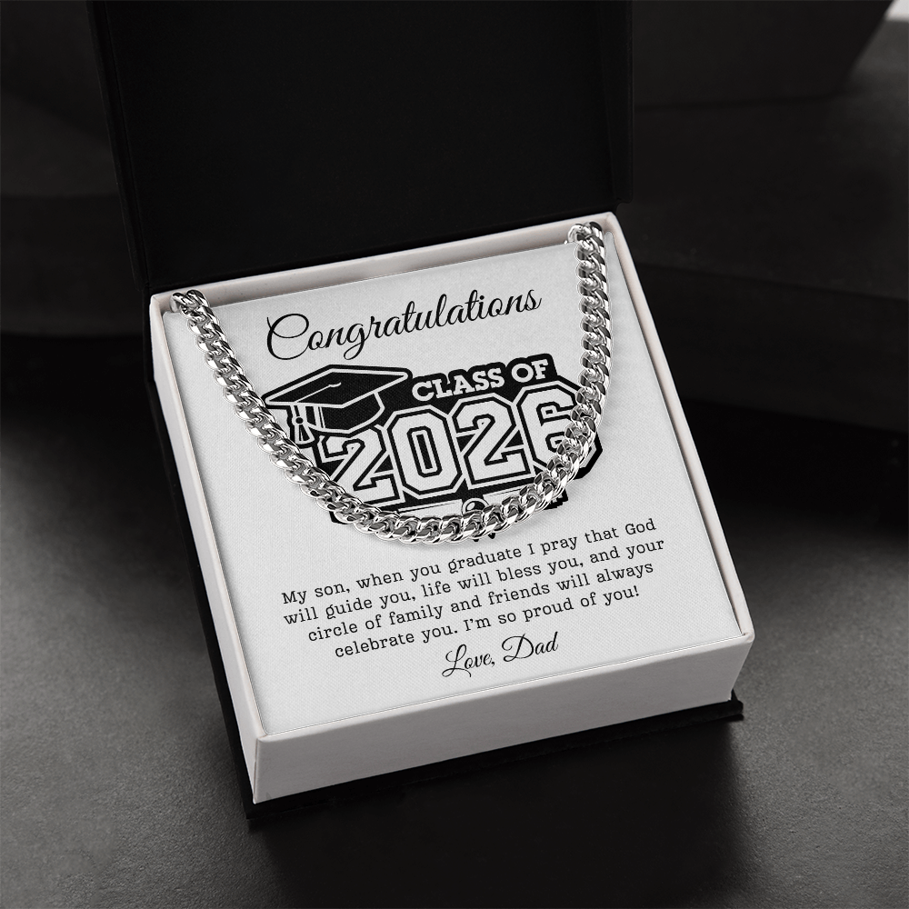 Son Class of 2026 Love Dad | Cuban Link Chain